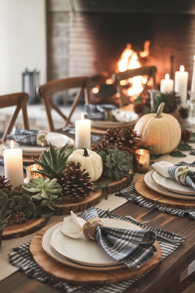 Thanksgiving table setting ideas using a mix of old and new tableware.

