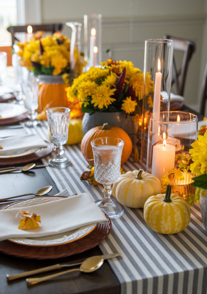 Thanksgiving table setting ideas featuring a cozy farmhouse style.

